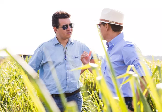 Farmers discussing in the field